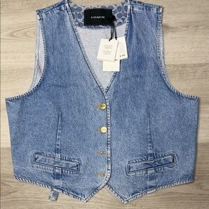 Coach Light Blue Denim Vest for Women